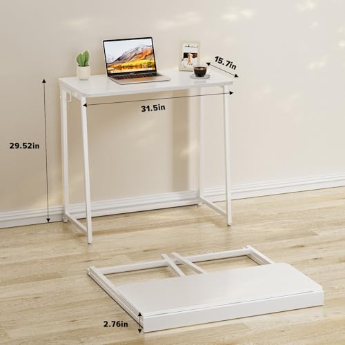 Bureau d'ordinateur pliable facile à assembler avec plateau bois pour petit espace