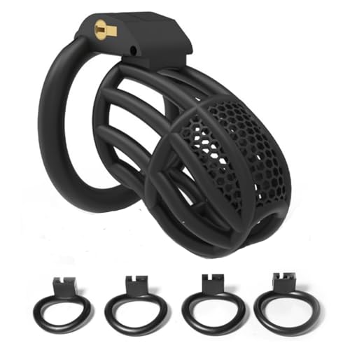 Mesh Honeycomb Breathable Cage for Men's Sports, a Must-Have Accessory for Fitness and Bodybuilding, with 4 Fixed carabiners (40mm/43mm/44mm/46mm) (Black, L)