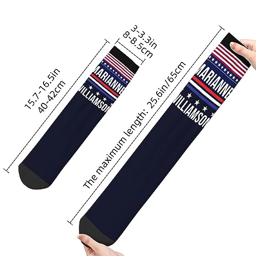 PAUPPY Marianne Williamson 2024 President Gifts Knee Socks for Women Long Tube Striped Socks Athletic Socks for Girls Youth3