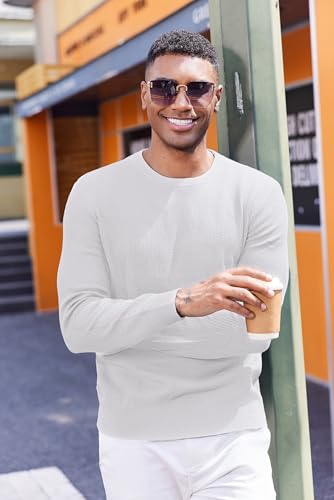 COOFANDY Mens Crewneck Sweater Dress Long Sleeve Pullover Sweater Knit Lightweight Sweaters2