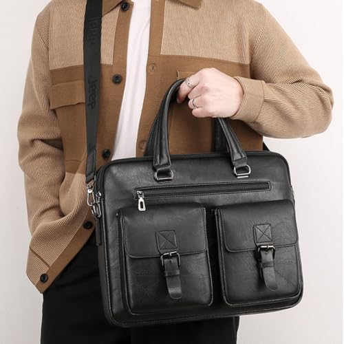 Image of CAVALO - Be Unique Leather Men's Laptop Bag Retro Messsenger Bag Men's Handbag Crossbody Bag Personality Briefcase (upto 14 inch) | Premium PU Leather