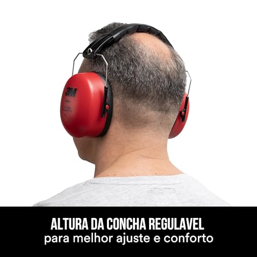 3M, Muffler, Abafador de Som e Ruído, 1 unidade - Vermelho e Preto