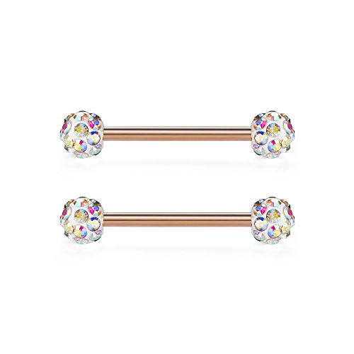 Vcmart 14Pcs 14G 16Mm Tongue Rings Nipple Straight Barbells Surgical Steel Body Piercing Jewelry #TOP3