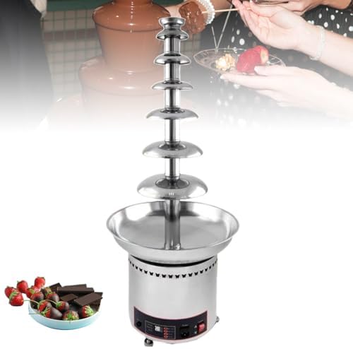 Commercial Chocolate Fondue Fountain, 5-Tier Stainless Steel Melting Machine, Perfect for Parties, Weddings, Catering Events, Hot Chocolate Tower, Durable and Elegant Design