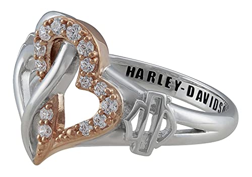 Harley-Davidson Women's White & Rose Gold Bling Infinity Hearts Ring (8) #TOP1