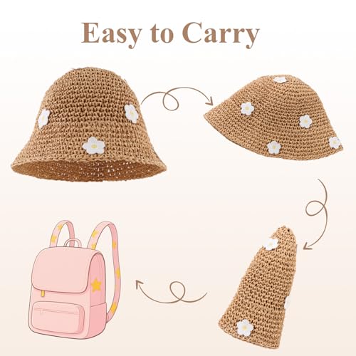 Baby Girl Straw Hat Toddler Summer Beach Hat with Lace Bow Infant Girls Sun Hats4