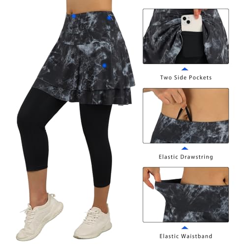 Image of ANIVIVO Skirted Legging for Women, Yoga Legging with Skirts &Women Tennis Leggings Clothes Pockets
