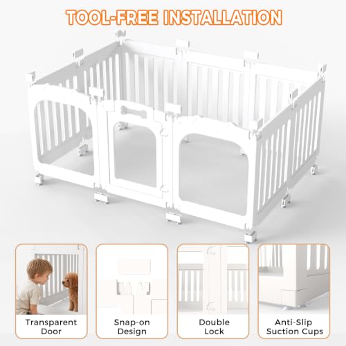 LINGVUM Acrylic Dog Playpen Indoor, 24" Puppy/Small Dog Play Pen with Door by LINGVUM - Used condition - Image 3