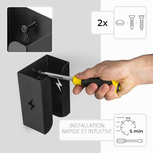 etterr | Support chargeur de voiture électrique mural en métal • Base type boîte de contrôle EV portable • Crochet et crochet pour câble de charge type 2 • Chargeur portable EV Mode 2 véhicule – vue 8