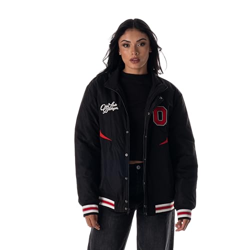 The Wild Collective Ohio State Buckeyes NCAA Officially Licensed Premium Nylon Zip Front Jacket X-Large