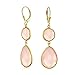 Produktbild Simulierte Chalcedon Quarz Stein Weiches Licht Rosa Facettiert Doppel Runde Form Tropfen baumeln Ohrringe für Frauen Hebel zurück 14K vergoldet .925 Sterling Silber
