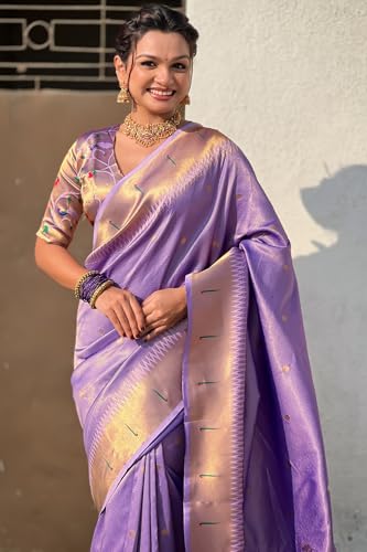 Image of SGF11 Women's Paithani Soft Lichi Silk Kanjivaram Sarees With Blouse Piece