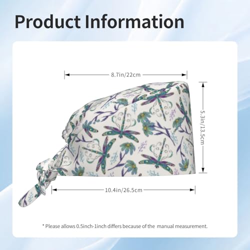 Image of Working Cap Scrub Cap with Sweatband Adjustable Unisex Women Tie Back Hat Nurse Surgical Caps