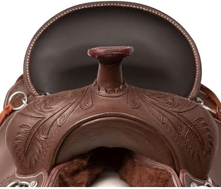 D&L Saddlery Leather Western Endurance Trail Horse Saddle Handmade Comfort with Horn Equestrian Horseback Riding Tack, Matching Headstall,Breast Collar,Reins Size:14"-18" inches Seat, M13