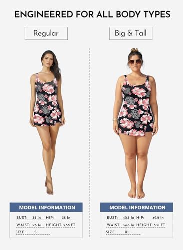 Image of Aleumdr One Piece Swimdress Swimsuit for Women Tummy Control Split Swim Dress Skirt Bathing Suit with Pockets