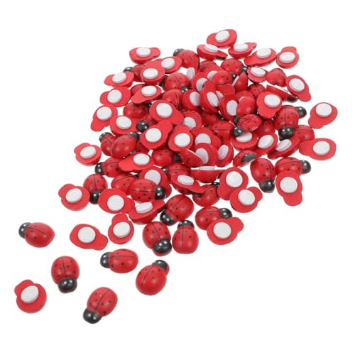 ifundom Adornos de Mariquita de Madera Autoadhesivos 300 Pcs Mini Decoraciones Rojas 8X11 MM para Manualidades Scrapbooking y Proyectos DIY de Jardinería
