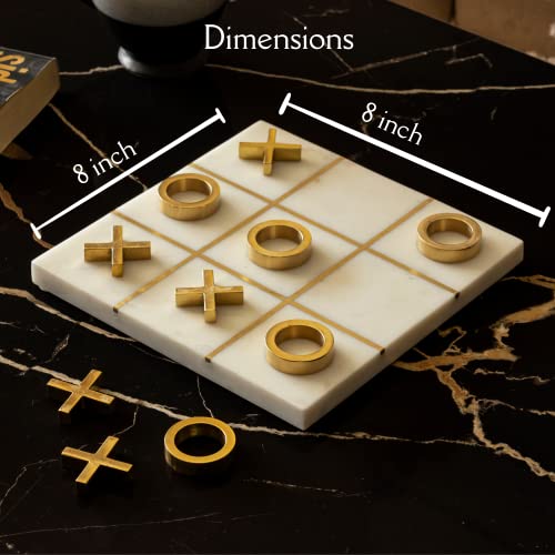 Marbleous- Premium Marble 10 Piece Tic-Tac-Toe Board Game, ,Indoor/Outdoor Games For Kids/Adults/Family, Living Room Coffee Table Decor Accessorie #TOP1