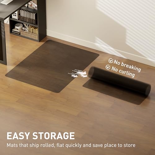 HOMCOM Chair Mat for Hard Floors, 90 x 120 cm Non-Slip Floor Mats for Wood/Tile Protection, Office & Home, Black