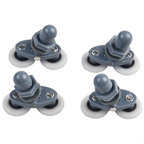 4 rotelle doppie per porta della doccia con cuscinetti in nylon e acciaio inossidabile, guide scorrevoli lisce a basso rumore, per recinzioni curve o quadranti, adatte per vetri da 4-6 mm (25 mm)
