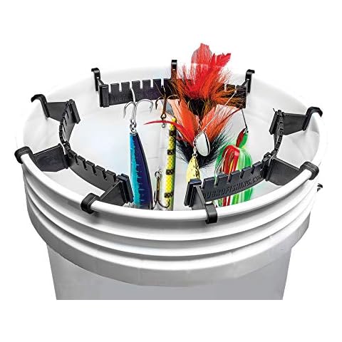 DU-BRO Bucket Fishing Lure Holder, Lure Hanger, and Organizer, Fishing Tool, Works with 5-Gallon Buckets, 3-Pack, Black Cover
