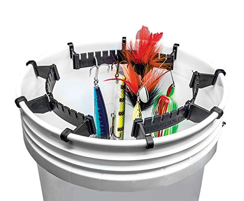 ice fishing bucket organizer - DU-BRO Bucket Fishing Lure Holder, Lure Hanger, and Organizer, Fishing Tool, Works with 5-Gallon Buckets, 3-Pack