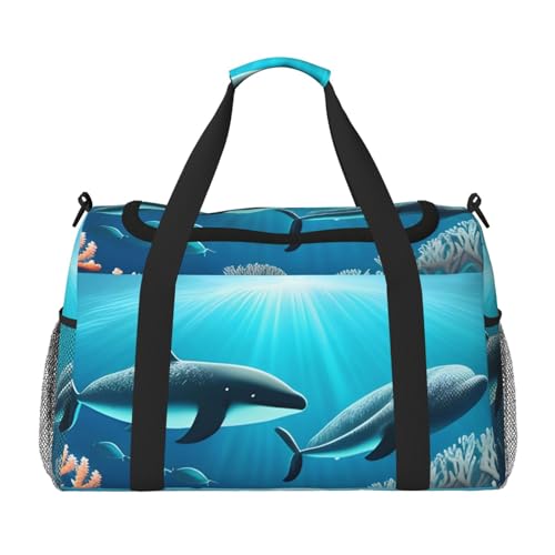 Sac de voyage à main motif baleines sous la mer. Design tendance, grande capacité de stockage, adapté pour les voyages d'affaires et les courts voyages. Sac de voyage à main motif baleines sous la mer. Design tendance, grande capacité de stockage, adapté pour les voyages d'affaires et les courts voyages.