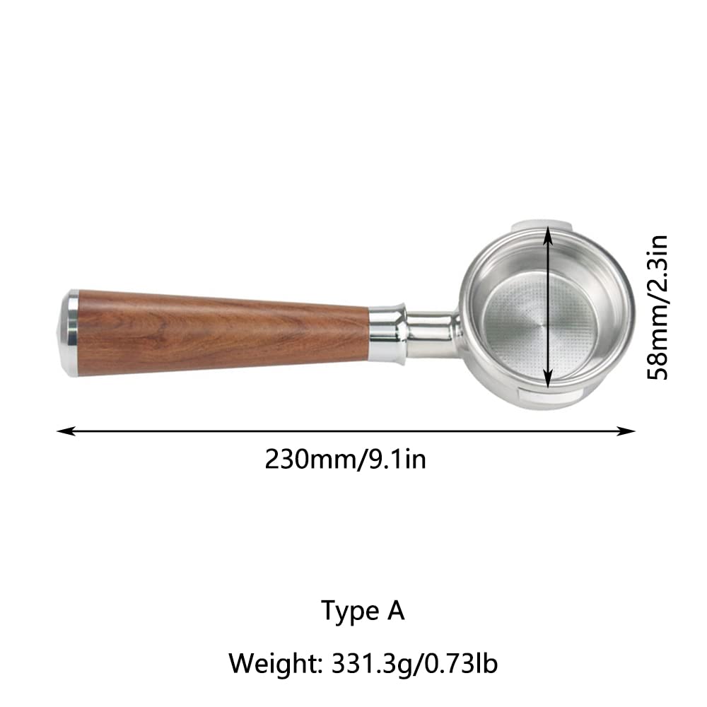 Portafiltro sin fondo de acero inoxidable de 58 mm con cesta de filtro de taza, apto para cafetera espresso Breville, dos orejas, tipo A