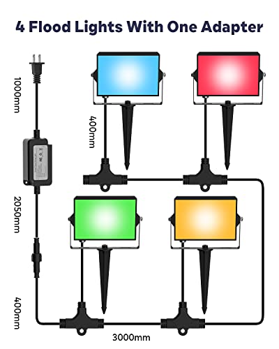 Alfele Rgbcw Led Flood Light Outdoor 36W,Smart Diy Color Changing Landscape Lighting With App & Remote Control,2700K-6000K,3600Lm Outdoor Flood Lights For House,Garden Yards,Timing,Music Sync,Ip66 #TOP5