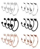 Mayhoop 40Pcs 16G Variety of Sizes Stainless Steel Horseshoe Nose Septum Rings Piercing Jewelry Cartilage Daith Helix Tragus Earring Hoop Lip Horseshoe Piercing for Women Men