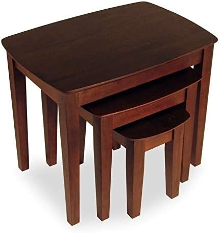 Pemberly Row Solid Wood 3 Piece Nesting/End Tables in Walnut