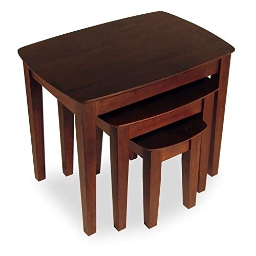 Pemberly Row Solid Wood 3 Piece Nesting/End Tables In Walnut #TOP16