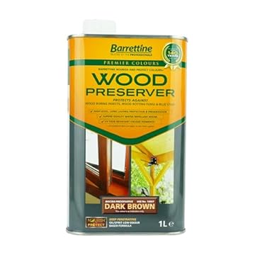 Barrettine Wood Preserver (Dark Brown, 1L) - UV Fade Resistant, Durable & Water Repellent Premier Wood Preserver, Deep Penetrating, Low Odour & Oil Based, Suitable for Outdoor & Indoor Use