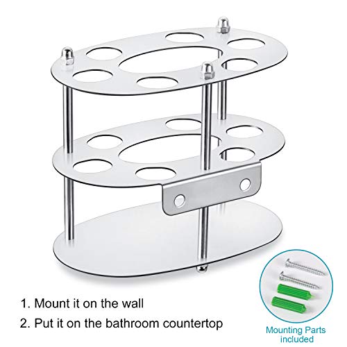 Nowyeh Toothbrush Holder, Stainless Steel Bathroom Toothbrush Storage Organizers, Multifunctional Bathroom Toothbrush Holder Toothpaste Holder Stand Rack For Kids Adult (Silver-(R)) #TOP4