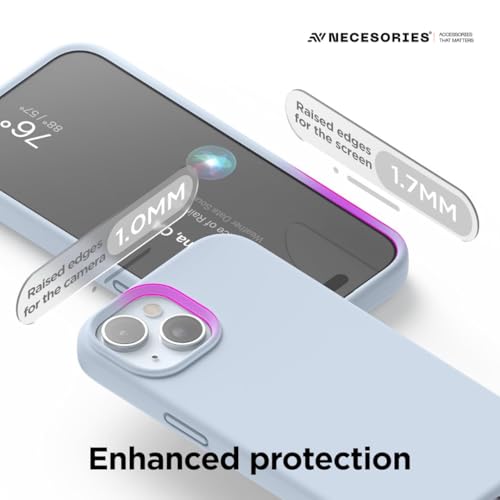 Image of Liquid Silicone Case Compatible for iPhone 15 Plus Light Blue | Slim Back Cover | Soft Touch Bumper | Shockproof Drop Protection | Microfiber Cloth Inside | Sleek Solid Design
