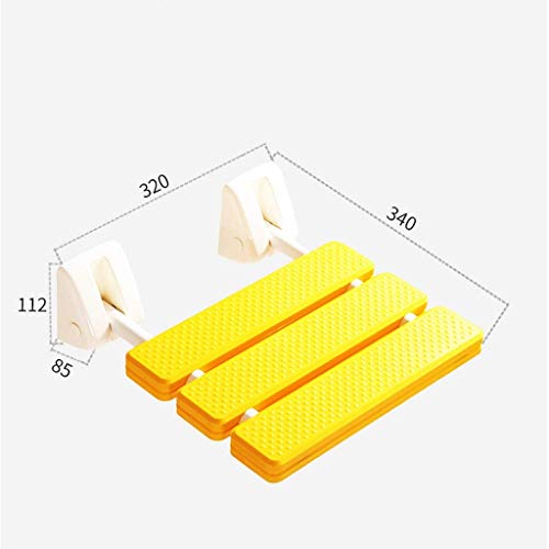 Tabouret de douche pliant jaune hyper sécurisé et confortable jusqu'à 130kg