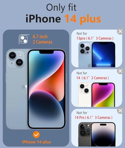 Image of VONZEE for iPhone 14 Plus Case, Compatible with MagSafe, Military-Grade Protective Case, Built-in Stash Stand Phone Case, Scratch-Resistant Back Cover, Classic Series, 6.7'' - Off Blue