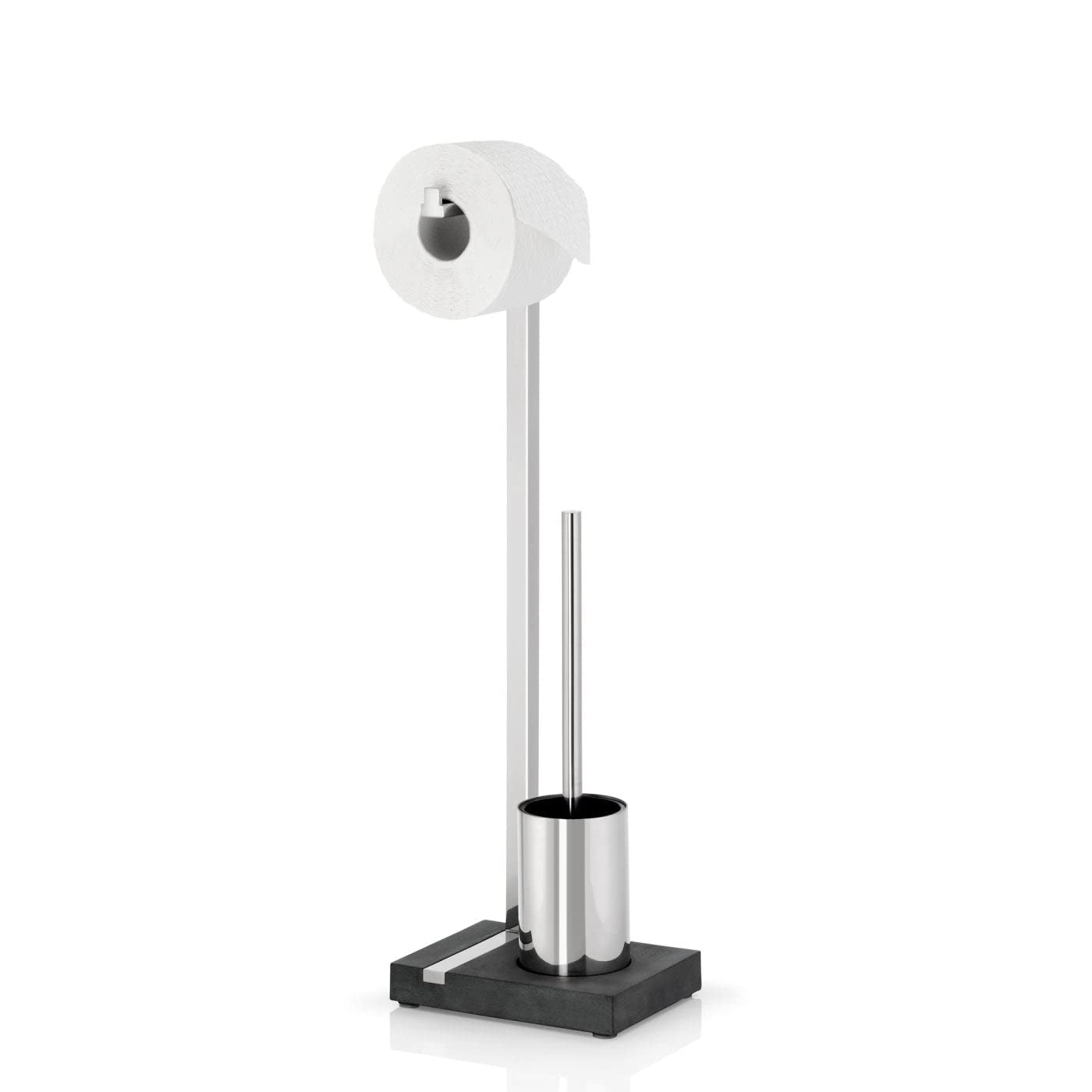 blomus Stainless Steel/Polystone Menoto Toiletpaper Holder and Brush, Polished
