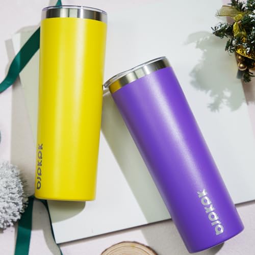 Image of BJPKPK 20 oz 2 Pack Skinny Tumbler with Lid, Stainless Steel Coffee Tumbler