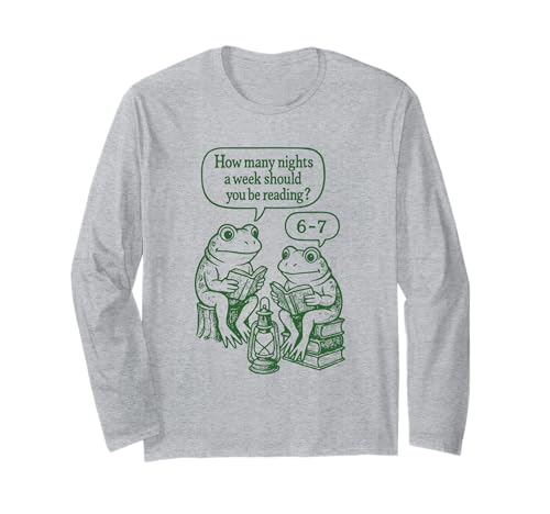 How Many Nights Reading Frog Meme Six Seven Teacher 6 7 Long Sleeve T-Shirt