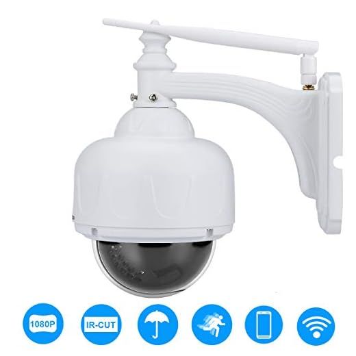 FLOUREON 5.0MP IP Cámara Exterior Seguridad CCTV Inalámbrica PTZ 5X Óptico Zoom IR-Cut WiFi 2.8-12mm H.264 TF Micro SD Card IP66 Dome PTZ IP Camera (Actualizado)