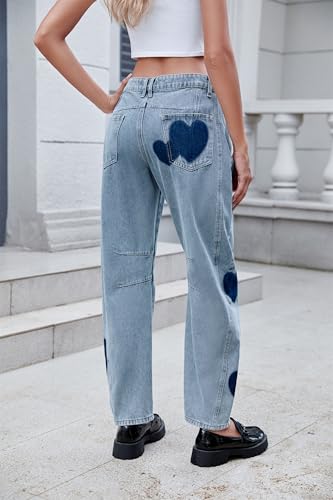 Jean ample jambe large femme taille basse pantalon denim décontracté - 2