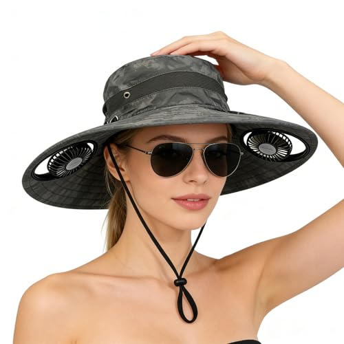 Chapeau de plage avec ventilateur USB pour vos randonnées, camping et vacances