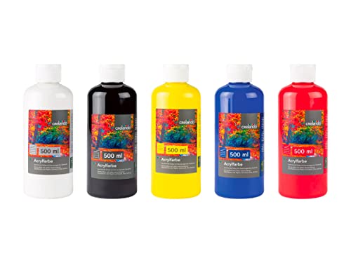 Crelando Acrylfarbe 500 ml mit hervorragender Deckkraft (red/rot)