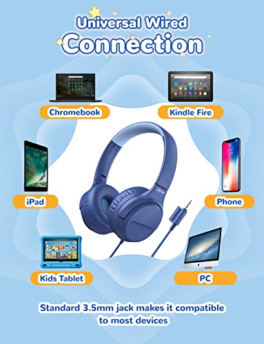 Kids Headphones Wired With Microphone, Iclever Smiley 85/94Db Volume Limited, Over-Ear Headphones For Kids With Share Port, Stereo Sound, Foldable Kids Headphones For School/Travel/Ipad/Fire Tablet #TOP5