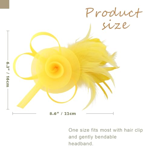 Image of DRESHOW Fascinators Hats for Women Tea Party Fascinator Hats Vintage 50s Headwear Cocktail Wedding Church Derby Hat