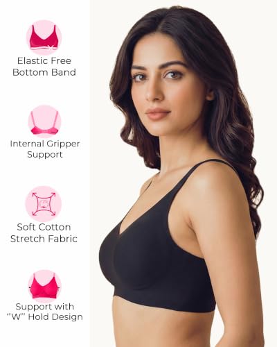 Image of Tweens Cotton Padded Bonded Bra for Women | Full Coverage Wire-Free Bra | Seamless No-Dig Comfort | Breathable Cotton | Elastic-Free Bottom Band & Side Wings | Pack of 1|