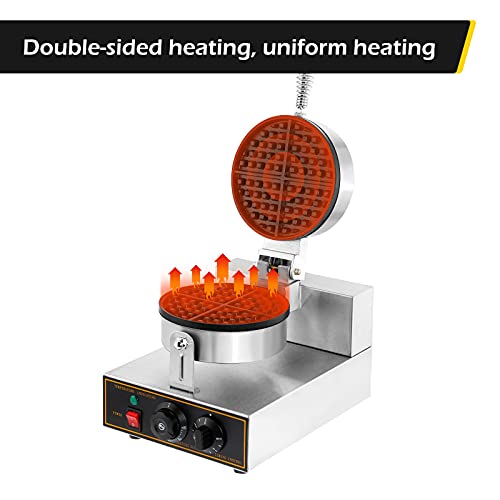 Dyna-Living Waffle Maker Commercial Waffle Maker Machine 110V 1200W Non-Stick Waffle Iron Maker Stainless Steel Round Waffle Maker Commercial For Restaurant #TOP1
