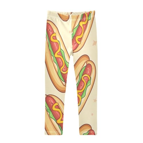 Hot Dog Girls Leggings,Workout Leggings for Girls Toddler Athletic Legging Size for 3-10T
