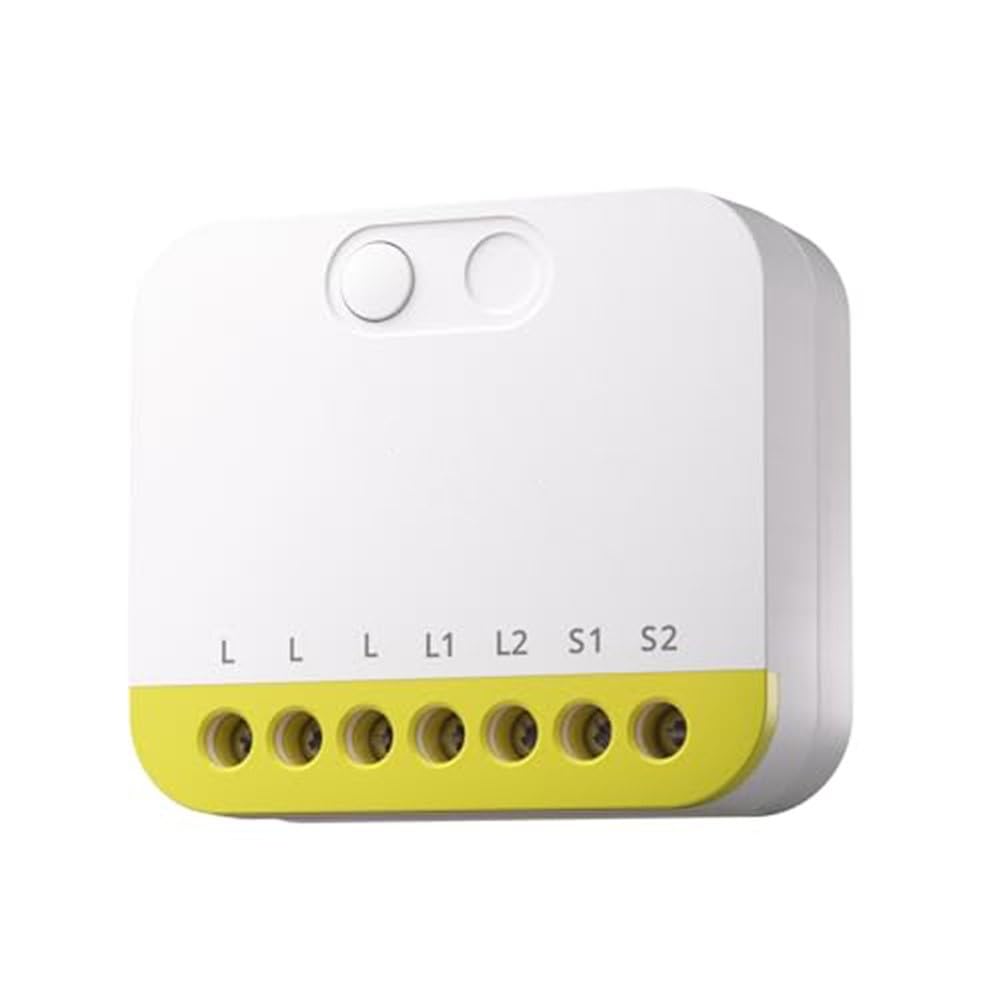 Zigbee 3.0 Smart Switch moduł 2-kanałowy bez przewodu neutralnego, 100-240 V, 12 A/8 A, kompaktowy do doposażenia w standardowe puszki, zdalne sterowanie i automatyzacja, biały