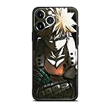 HEMINJYJEF Japanese Anime Non-Slip Manga Design Pattern Shell Anti-Drop Protective Cover Shockproof Phone Case (Kacchan Katsuki Bakugo,for iPhone 12)